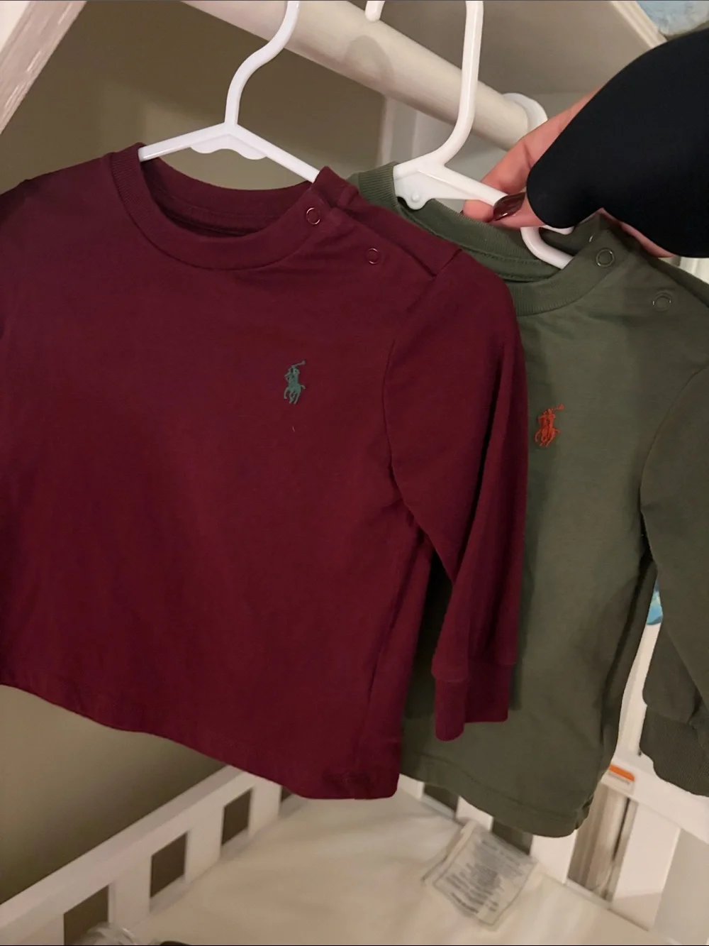 Ralph Lauren Baby Long-Sleeve Tee in Burgundy and Olive size 6 months